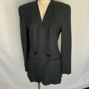 Herringbone Suit Jacket Blue and Green Size 4